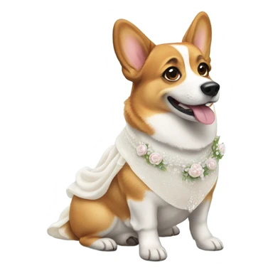Corgi wearing wedding dress sticker