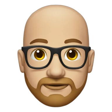 Tattooed bald man with beard and glasses sticker