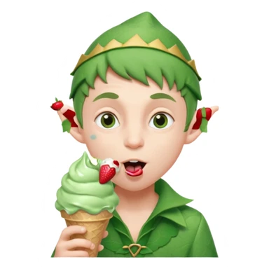 
A young elf boy in leafy clothes licking a triple-scoop ice cream with wide eyes.
baby elf with strawberry ice cream




 sticker