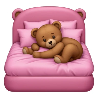 Brown Teddy bear sleeping in pink bed sticker