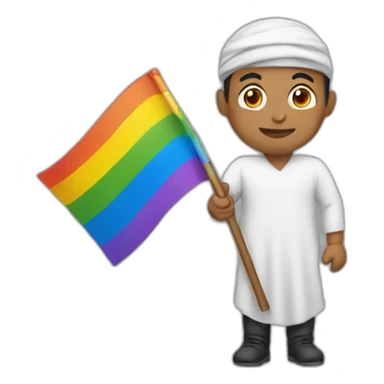 Arabic man holding rainbow flag sticker