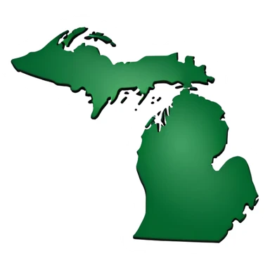 Michigan state shape with Flint location marked sticker