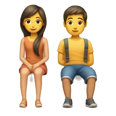 A girl and a boy sitting with their backs  sticker