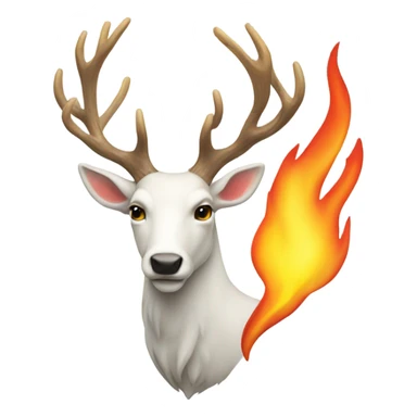 White stag with a flame above head sticker