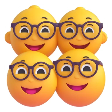 3D smiley emoji, round shape, grandparents with grandchild, colorful, smiling face sticker