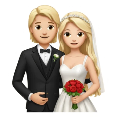 Happy Wedding couple blonde bride long hair and long black hair Chinese groom


 sticker