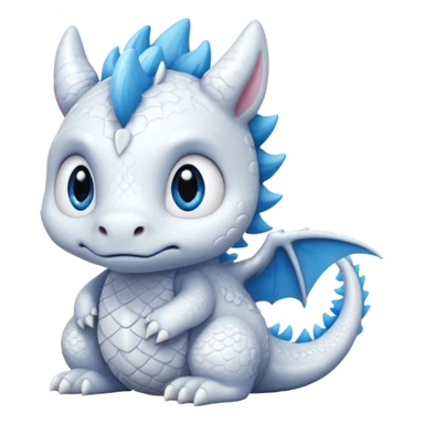 sad white cute dragon sticker