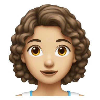 Femme brune cheveux bouclés avec yeux bleus blanche sticker