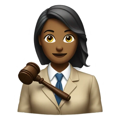 A woman lawyer with a gavel beside her sticker