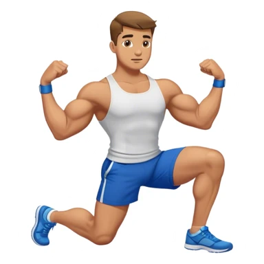 buff guy blue shorts stretching quadriceps sticker