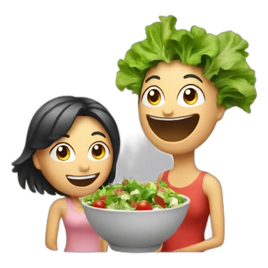 salad laughing alone with woman sticker