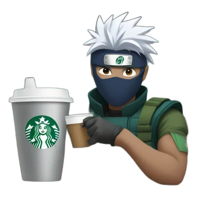 kakashi drinks starbucks sticker