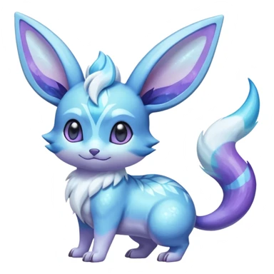 Colorful Iridescent Exotic Minccino-Aurorus-Glaceon-Fakémon-hybrid-creature (full body)  sticker