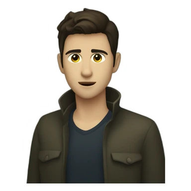 brunette short hair handsome introvert vampire in a forest sticker