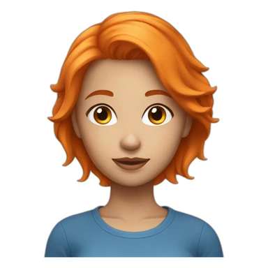 Beatiful girl with orange hair and blu shirt sticker