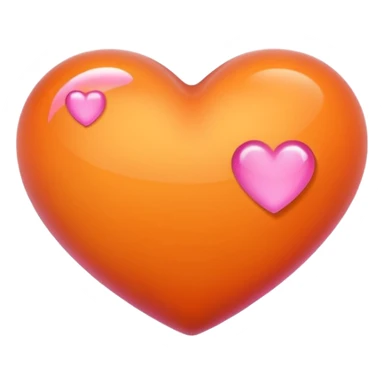 orange heart with pink shadow sticker