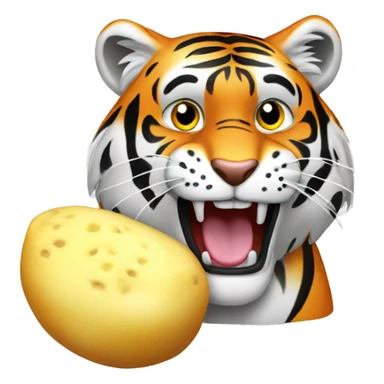 Tiger eating a potato  sticker