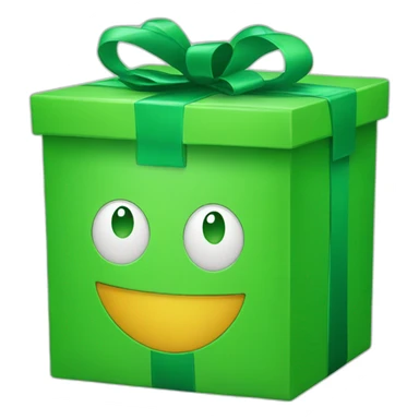 green gift box with smile face sticker