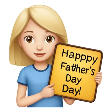 girl holding sign that says happy father’s day sticker