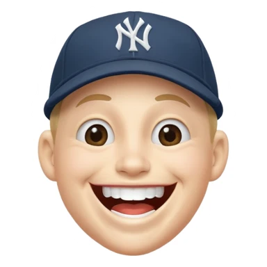 Laughing face wearing ny yankee cap sticker