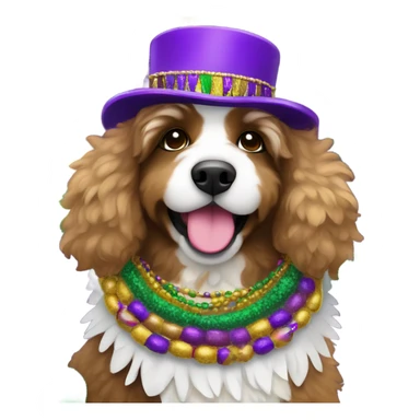 Bernedoodle dressed for Mardi Gras sticker