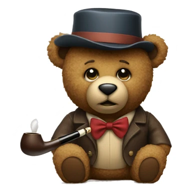 Teddy bear with a Tobacco pipe sticker