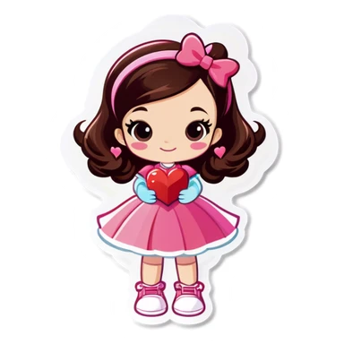Valentine’s Day sparkle person named Janet  sticker