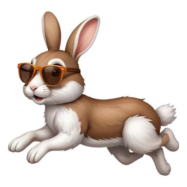 Running rabbit with sunglasses. Side profile sticker