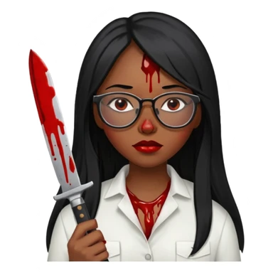 palhacinha sangrenta assassina pele negra de cabelo preto liso e longo with glasses sticker