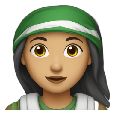 A girl wearin a Palesti sticker