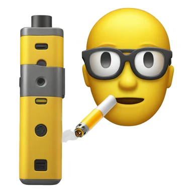 Yellow original emoji with vaping device  sticker