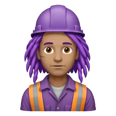 construction worker very dreadlocked purple haired man  sticker