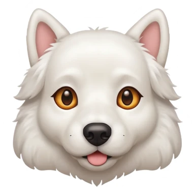 White dog with brown eye and ear sticker