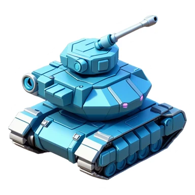 Clash of Clans aesthetic: Cinematic Playful 3D Isometric Space Tank Emoji, rendered in a 3D vector-style similar to standard emojis with minimal shading and bold, simplified shapes. A compact, distinct form with signature details, softly glowing with a futuristic sci-fi warfare charm. Simplified yet unmistakably iconic, highly detailed and consistent, glowing with a soft radiance and high shine. Stylized with a touch of high-tech brilliance and a soft glowing outline, capturing the essence of a beloved gaming relic with a friendly, playful manner! sticker