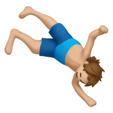A white person with brown hair and blue t-shirt on  doing a backflip sticker