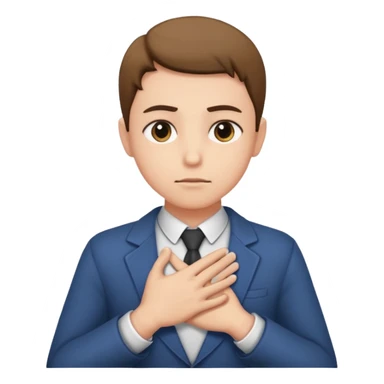 person with hand on chest, looking determined, taking a pledge sticker