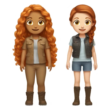Best friends ginger girl and brunette girl sticker