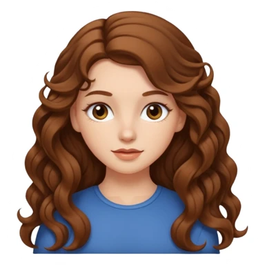 White girl with long hair soft curls and brown hair sticker