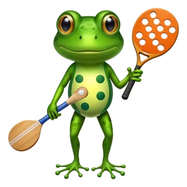 Frog w pickleball paddle sticker