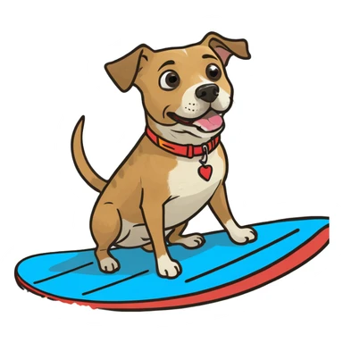 Dog on a surfboard  sticker