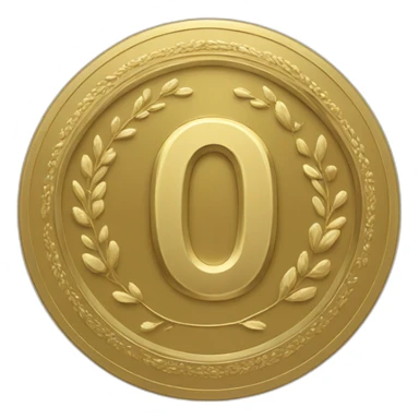 gold super curved coin with large "0" label in center and laurel sticker