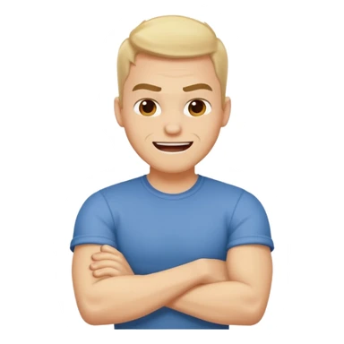 arms crossed around neck angry laughing guy sticker