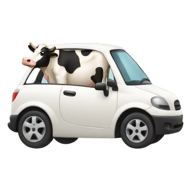 Cow driving a car sticker