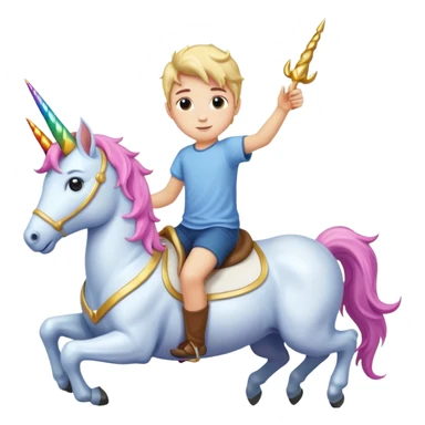 Boy riding unicorn sticker