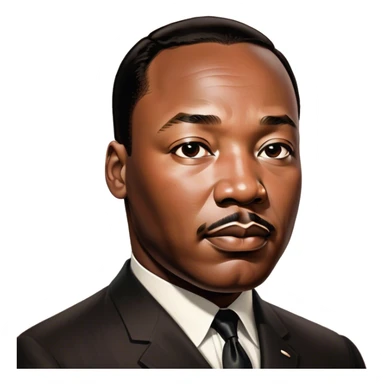 Cinematic Realistic Martin Luther King Jr. Portrait Emoji, depicted as a compassionate determined civil rights leader in period attire with a powerful gaze, rendered with rich textures and inspiring dynamic lighting that captures his historic legacy. sticker