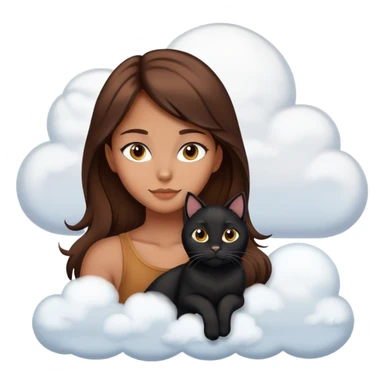 black cat with girl brown hair on the cloud sticker