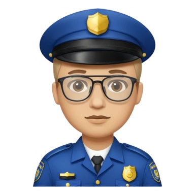 police officer man with glasses, wearing uniform sticker