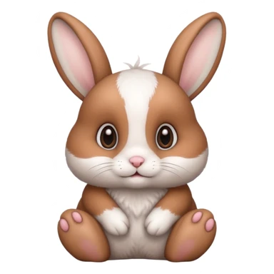 a cozy sitting cute white and brown bunny with big cute eyes  sticker
