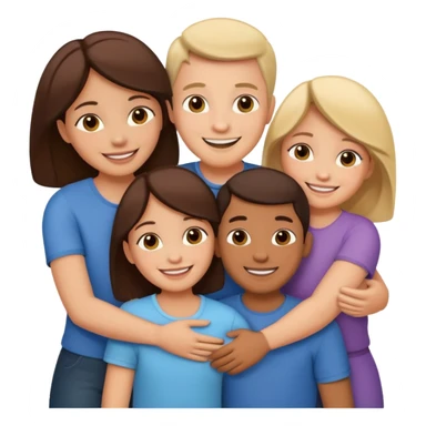 family of 5 hugging each other sticker