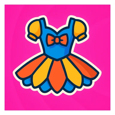 Detailed and joyful illustration of a ballerina costume in the same vibrant toon style as the reference image, with a vibrant pink background. sticker